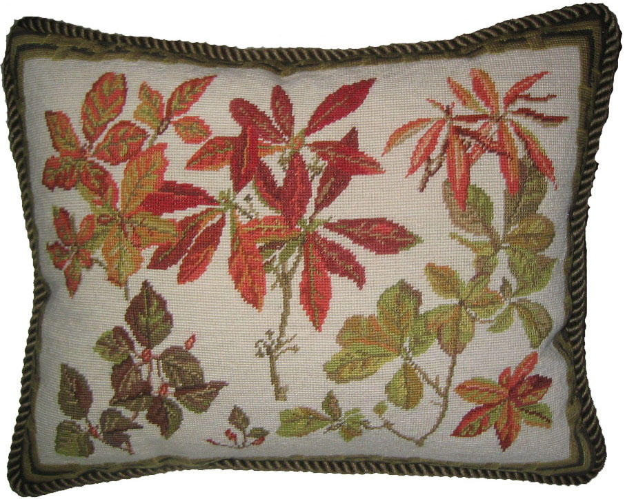 Autumn Leaves Needlepoint Pillow - Village House Pillows