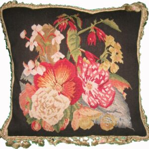 Bouquet on Dark Chocolate Tapestry Pillow