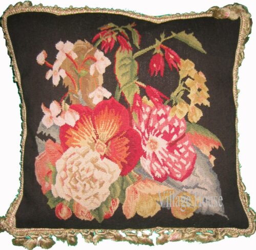 Bouquet on Dark Chocolate Tapestry Pillow