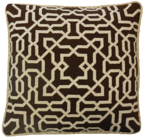 Brown Diamond Abstract Needlepoint Pillow