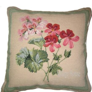 Geranium Needlepoint Pillow