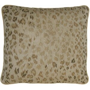 Gold Leopard Aubusson Weave Needlepoint Pillow