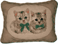 Gray and White Cats Needlepoint Pillow