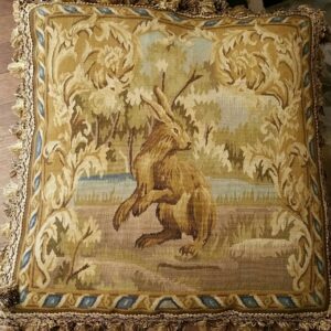 Standing Rabbit Needlepoint Aubusson Pillow