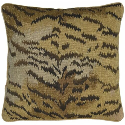 Tiger Aubusson Weave Needlepoint Pillow