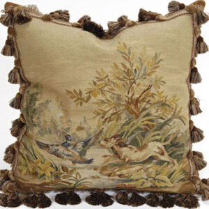 Dog and Duck Aubusson Weave Needlepoint Pillow