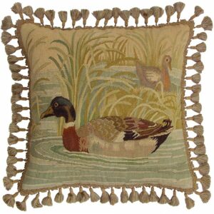 Duck Aubusson Weave Needlepoint Pillow
