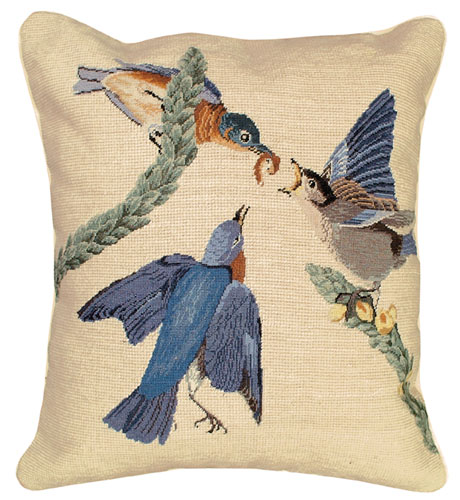 Eastern Bluebird Needlepoint Pillow