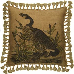 Goose Aubusson Weave Needlepoint Pillow