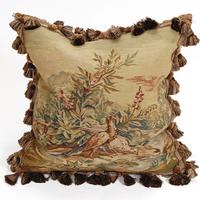 Pheasants Aubusson Weave Needlepoint Pillow