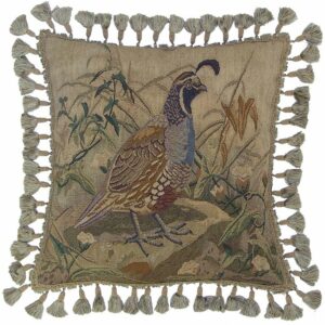 Quail Aubusson Needlepoint Pillow