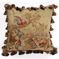 Rooster and Fox Needlepoint Pillow