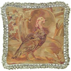 Standing Wild Turkey Aubusson Needlepoint Pillow