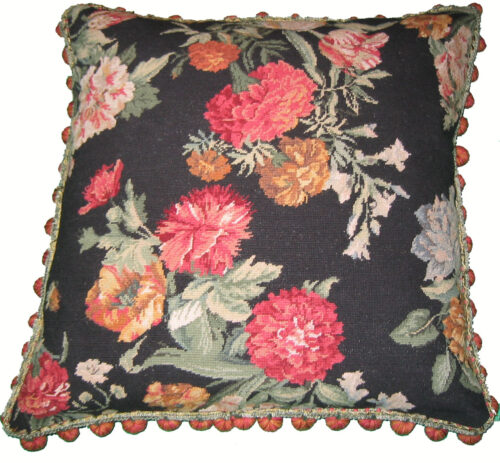 Trailing Flowers Needlepoint Pillow