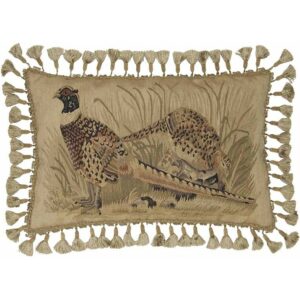 Two Pheasants Aubusson Weave Needlepoint Pillow