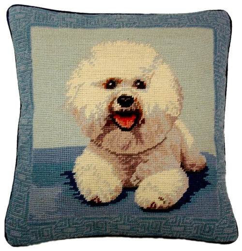 Bichon Dog Needlepoint Pillow