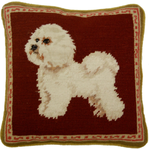 Bichon Dog Needlepoint Pillow