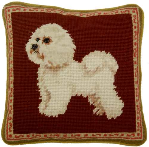 Bichon Dog Needlepoint Pillow