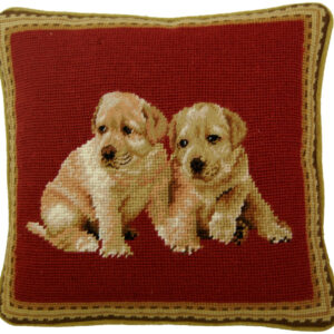 Golden Puppies Needlepoint Pillow