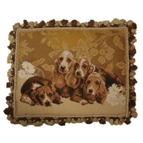 Bassett Hound Dogs Needlepoint Pillow