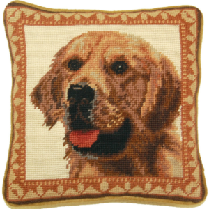 Golden Retriever Dog Needlepoint Pillow
