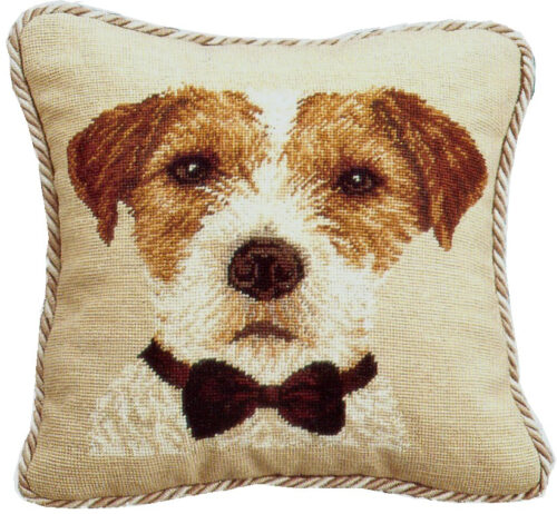 Jack Russell Dog Needlepoint Pillow