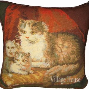 cat needlepoint pillow