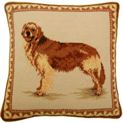 Golden Retriever Dog Needlepoint Pillow