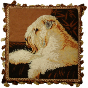 Lounging Wheaton Dog Needlepoint Pillow