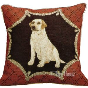 Yellow Labrador Dog Needlepoint Pillow