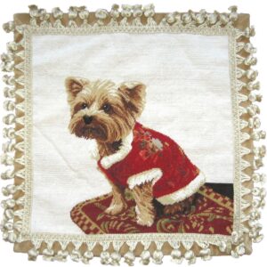 Yorkie Needlepoint Pillow