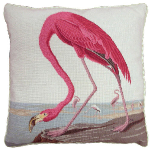 American Flamingo Needlepoint Pillow