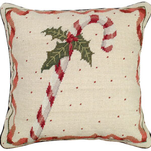 Candy Cane Needlepoint Pillow