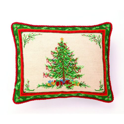 Classic Christmas Needlepoint Pillow