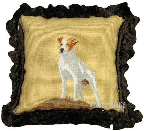 Jack Russell Needlepoint Pillow