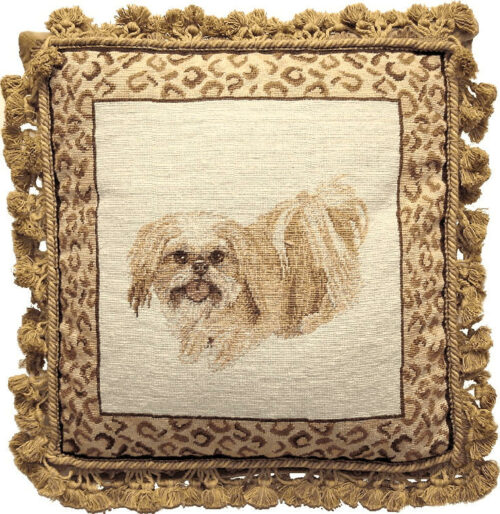 Playful Shih Tzu Needlepoint Pillow