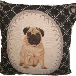 Pug needlepoint pillow