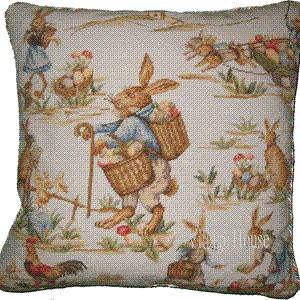rabbit needlepoint pillow