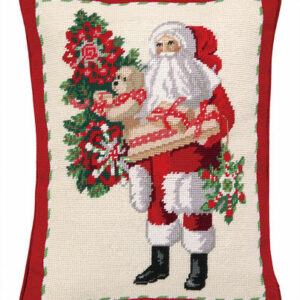 Santa Bearing Gifts Needlepoint Pillow
