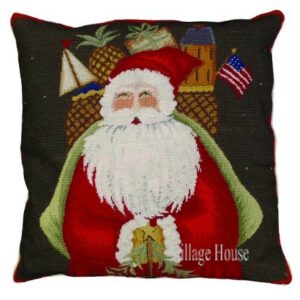 Santa with Gifts Needlepoint Pillow