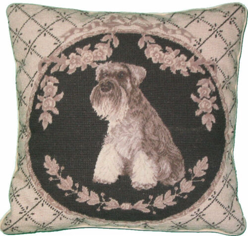 Schnauzer Needlepoint Pillow