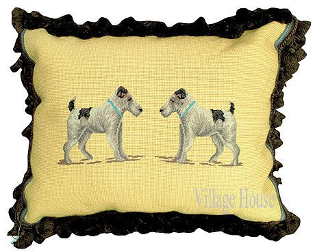 wire hair terrier needlepoint pillow