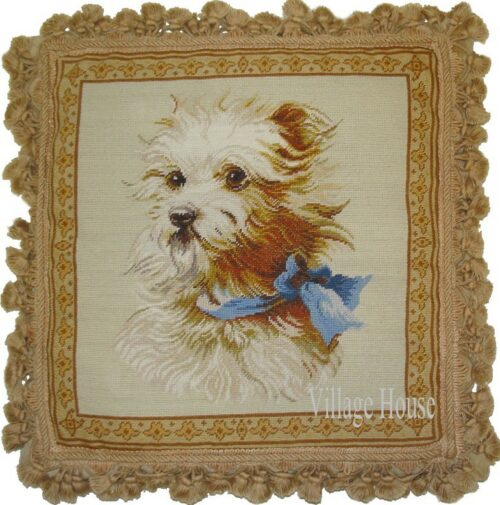 Terrier Dog Needlepoint Pillow