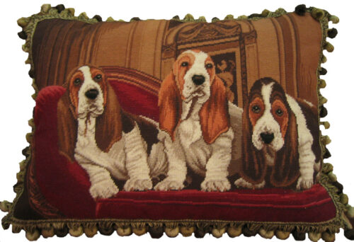 Bassett Hound Dog Needlepoint Pillow