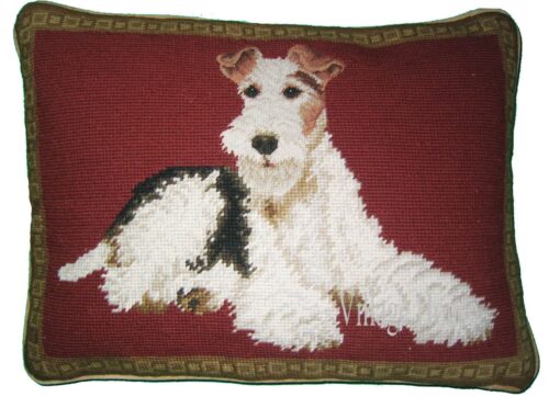 Wire Fox Terrier Needlepoint Pillow