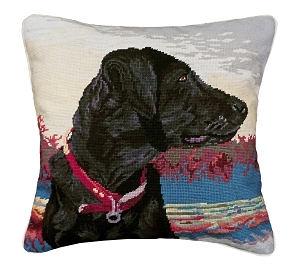 Black Labrador dog pillow