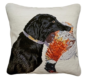 Black Labrador Dog Needlepoint Pillow