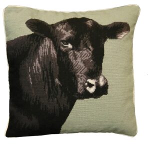 Black Angus Needlepoint Pillow