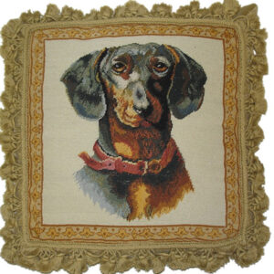 Black Dachshund Needlepoint Pillow