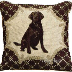 Black Labrador Needlepoint Pillow